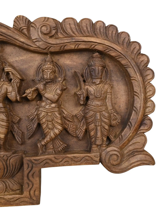 Lord Vishnu Dashavatara Wooden Wall Panel for Pooja Room 36"