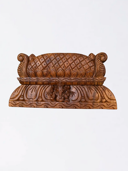 Handcrafted wooden Gopuram wall panel with traditional South Indian temple carving