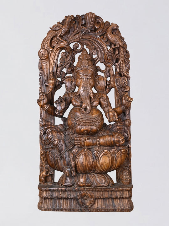Hand carved wooden Ganesh Jollywork wall panel
