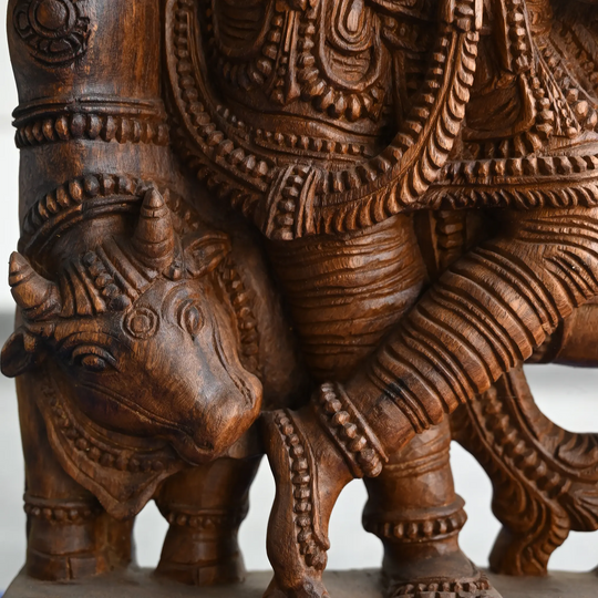 Handmade wooden Krishna statue wall hanging by Sengottuvel Wood Carvings 36"