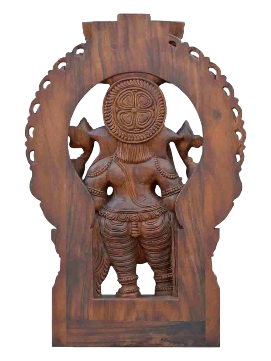 Wooden Sculpture Of Bridgegroom Ganesha With Arch Design 36"