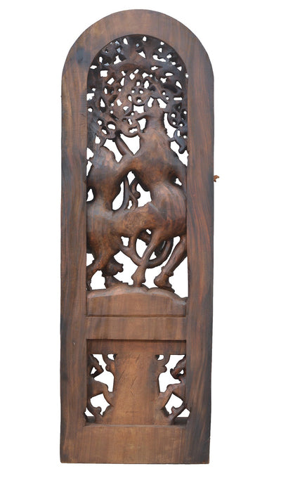 Outstanding Radha Krishnar Standing on Stone Handmade Jali Work Wall Mount 72"