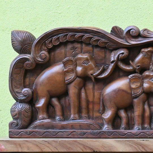  Group of Elephants Wooden Wall Panel 