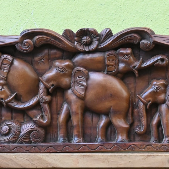 Group of Elephants Wooden Wall Panel 48"