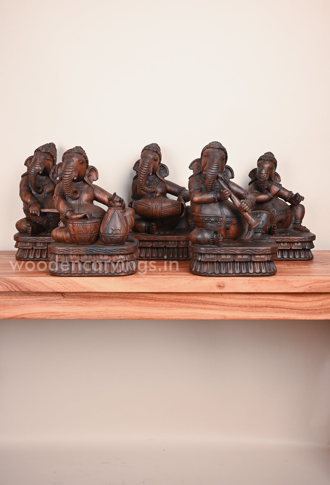 Five Set Of Cute Ganesha's Playing Musical instruments Sculpture 12"