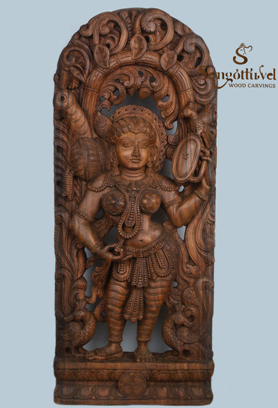 The queen of beauty apsara wooden statue 36"