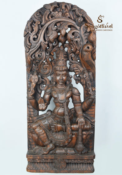 Lord vishnu with Goumodaki kada jali work wall mount 36"
