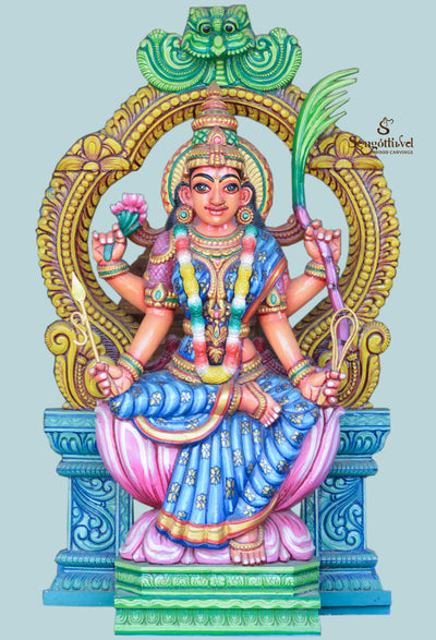 Goddess Durga with sugarcane Arch wooden statue 70"
