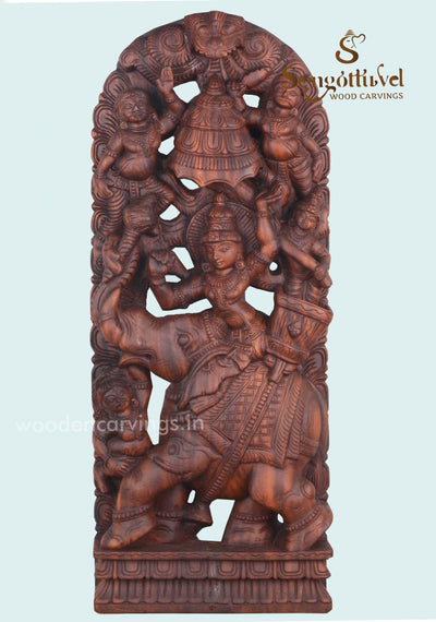 Wooden Raj Bhavani wall Mount sculpture 36"