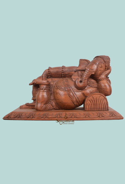Wealthy Ganesha Reclining on pillow wall mount 15"