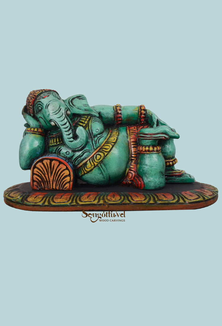 Reclining Green Ganesha wall Mount 15"