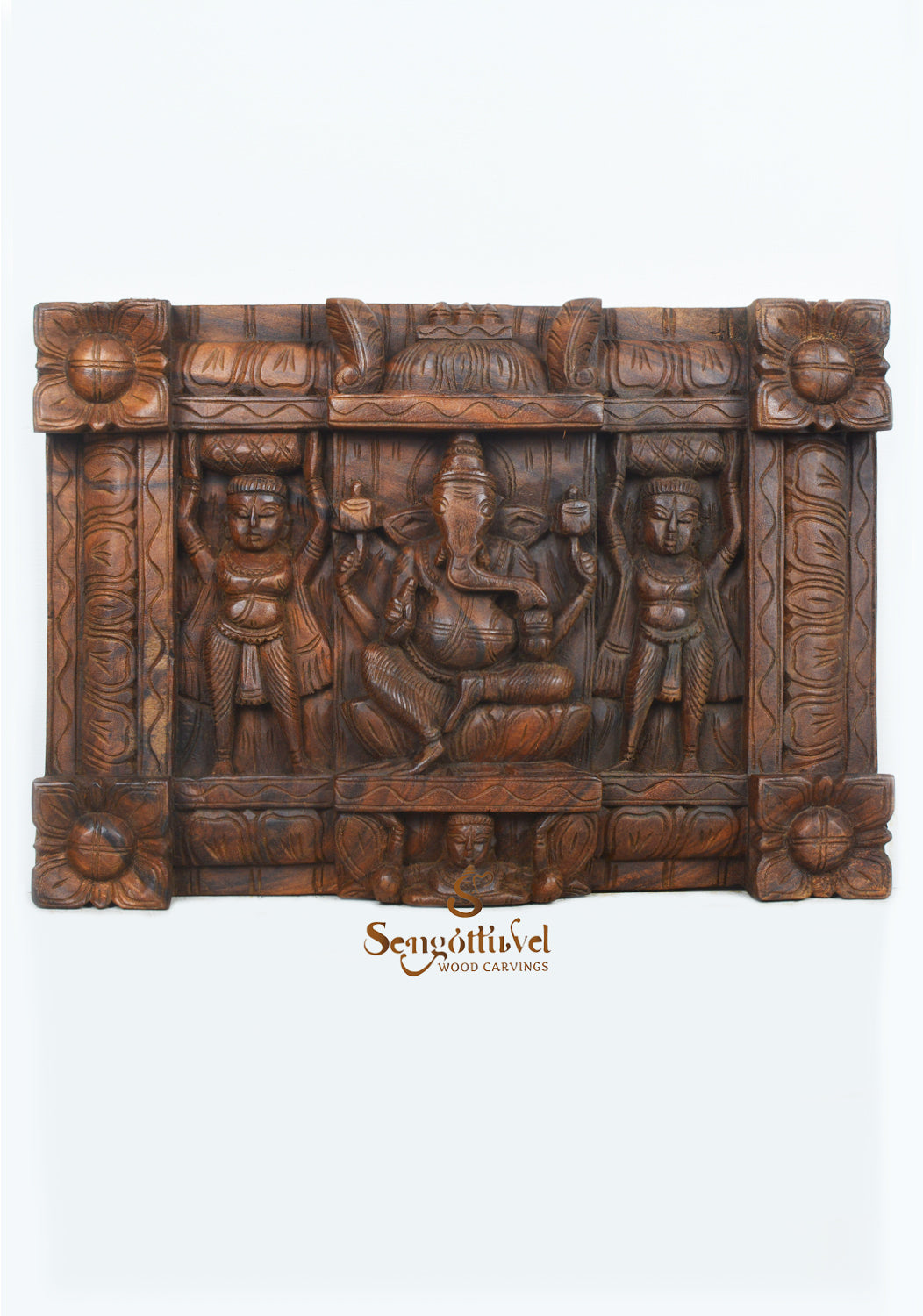 Lord Ganesh with sevagars square shape wall panel 18"