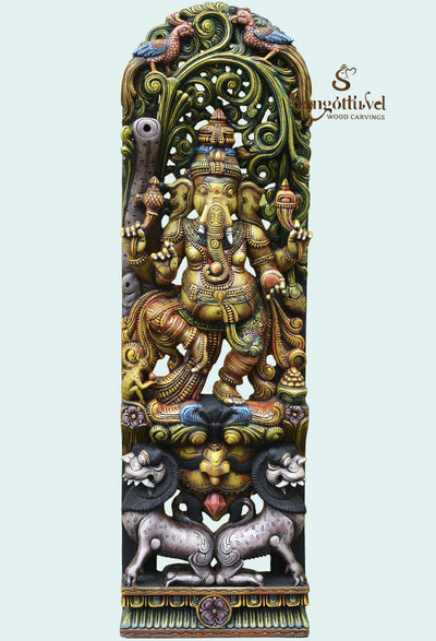 Nartaki Ganesh on kirthi Mukha jali work wall Mount 60"