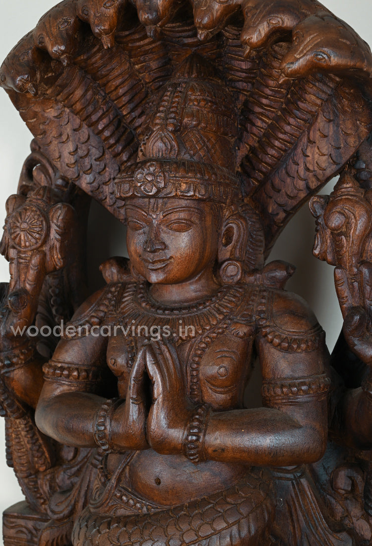 God of Yoga Sage Patanjali Wooden Sculpture 29"