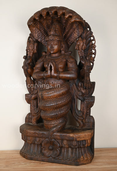 God of Yoga Sage Patanjali Wooden Sculpture 29"