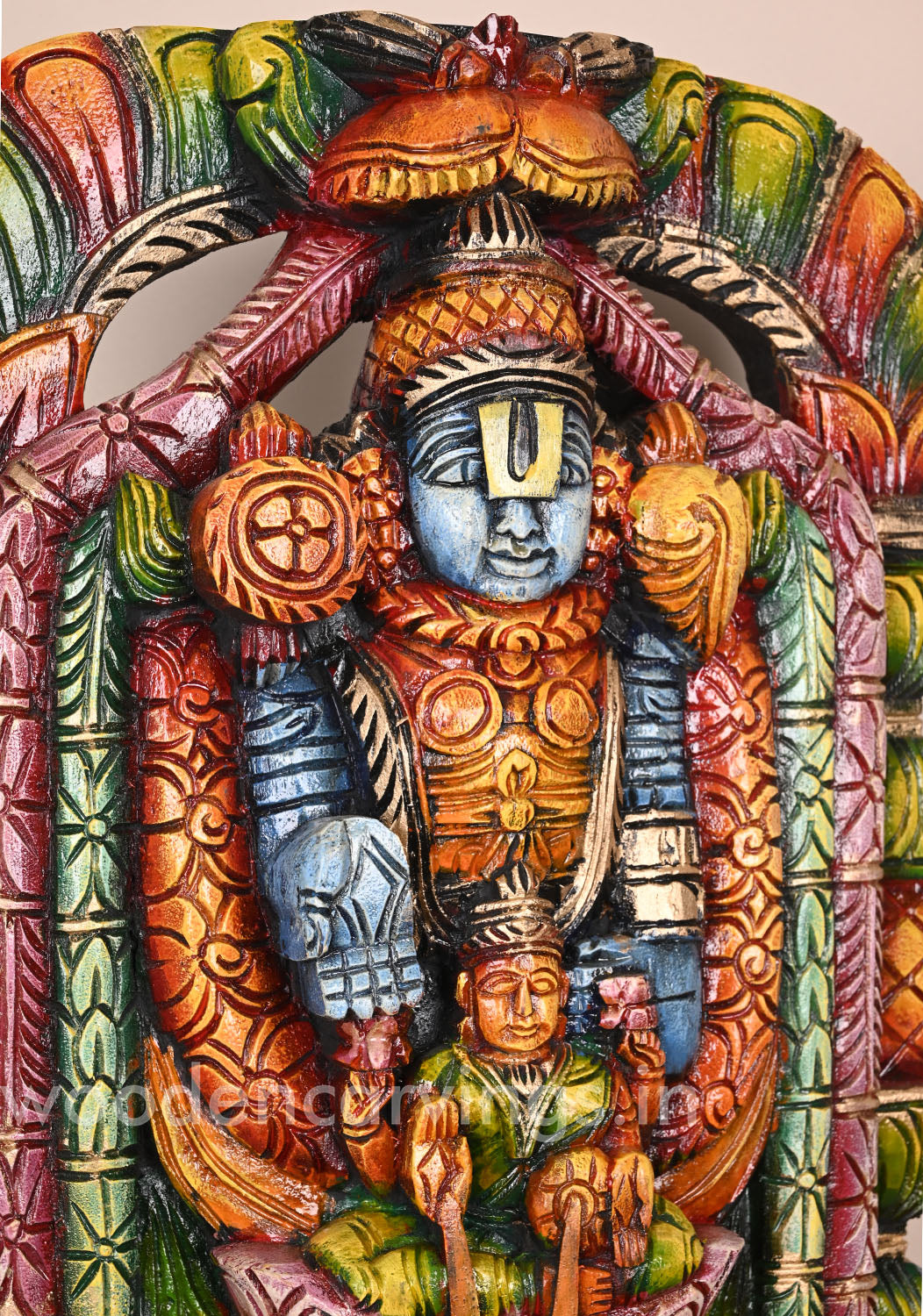 Venkatajalapathy with Shri MahaLakshmi Coloured Sculpture 20"
