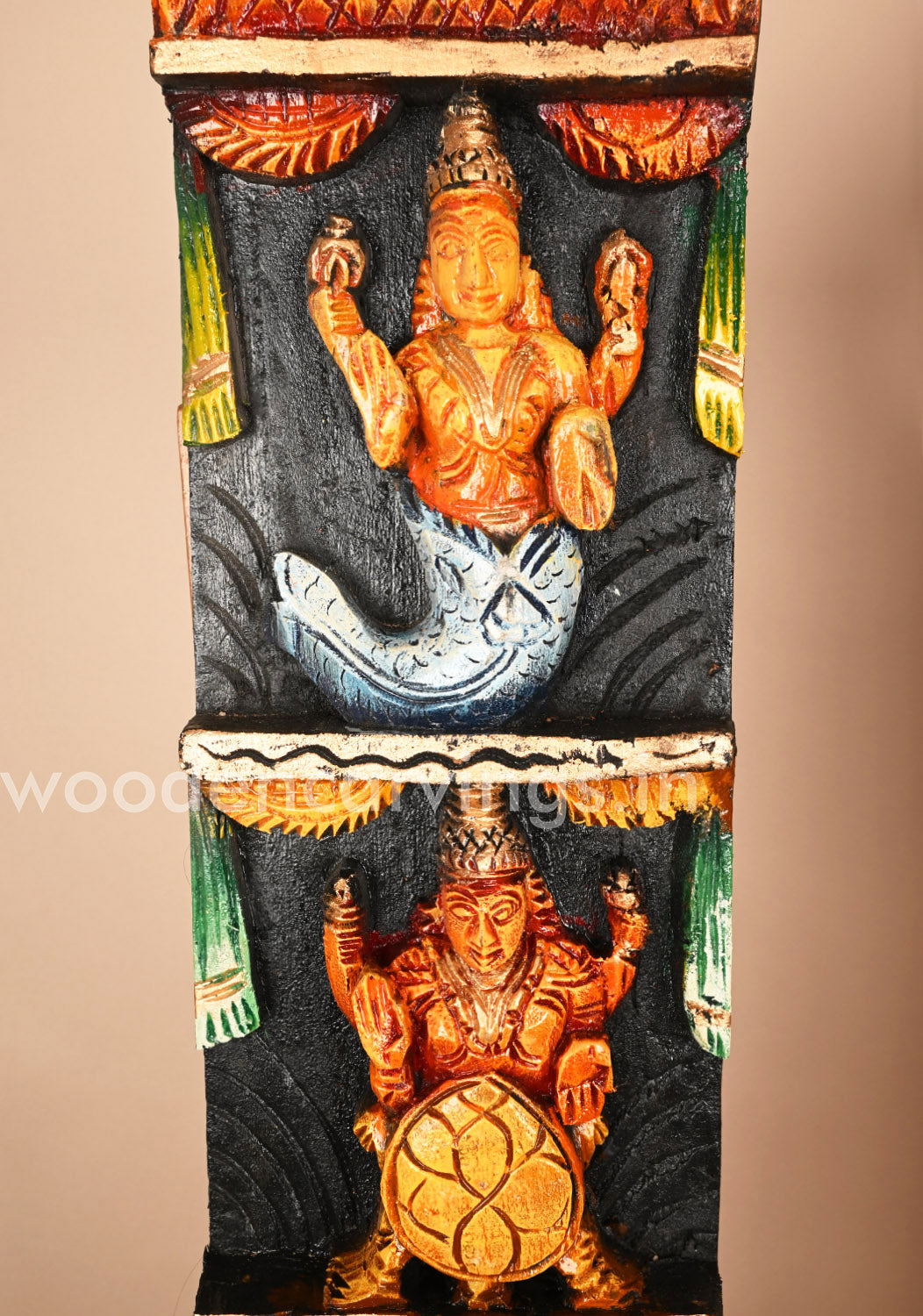 Ten incarnations of Lord Vishnu Dasavatar Wall Decor Panel 36"