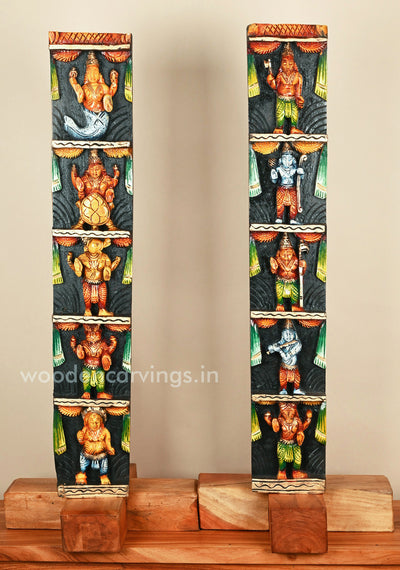 Ten incarnations of Lord Vishnu Dasavatar Wall Decor Panel 36"