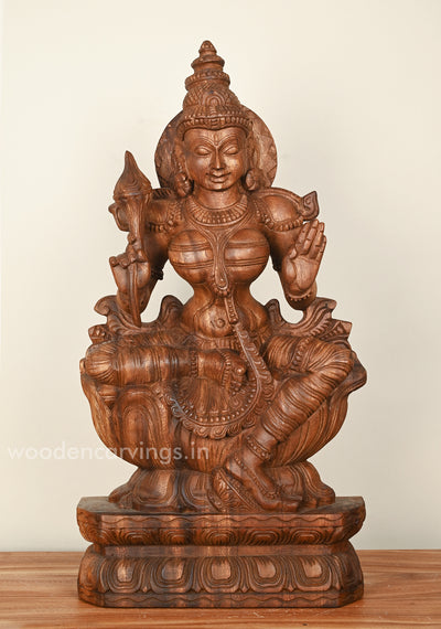 Handcraft Goddess MahaLakshmi Holding Lotus Sculpture 24"
