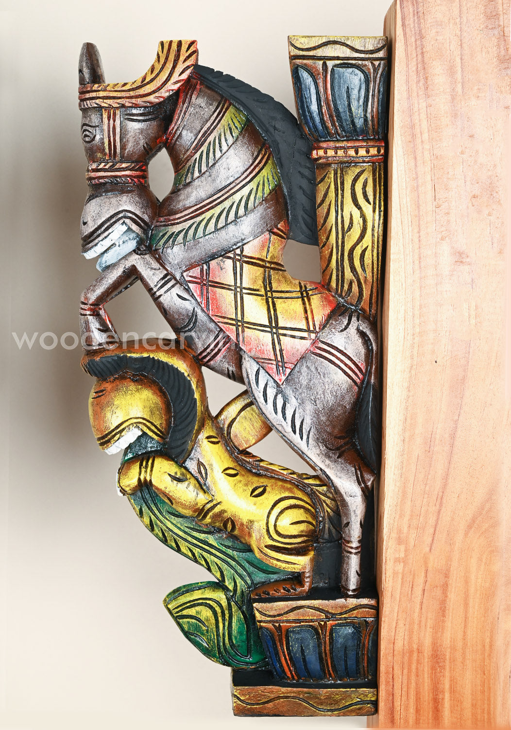 Two Paired Hand Painted Light Weight Horse Upraised Legs Wall Brackets 18"