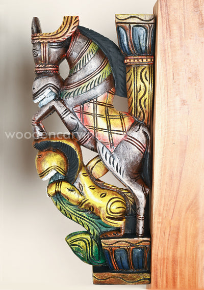 Two Paired Hand Painted Light Weight Horse Upraised Legs Wall Brackets 18"