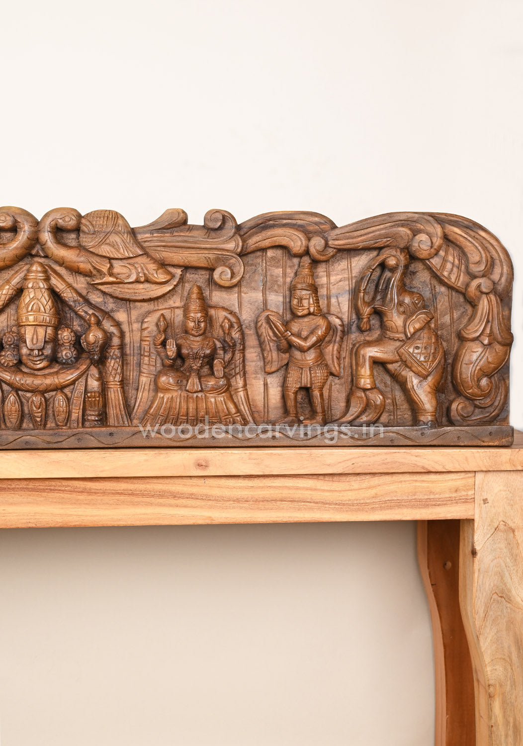 Paired Elephants With Lord Balaji, Padmavathi, Lakshmi Floral Design Panel 48"
