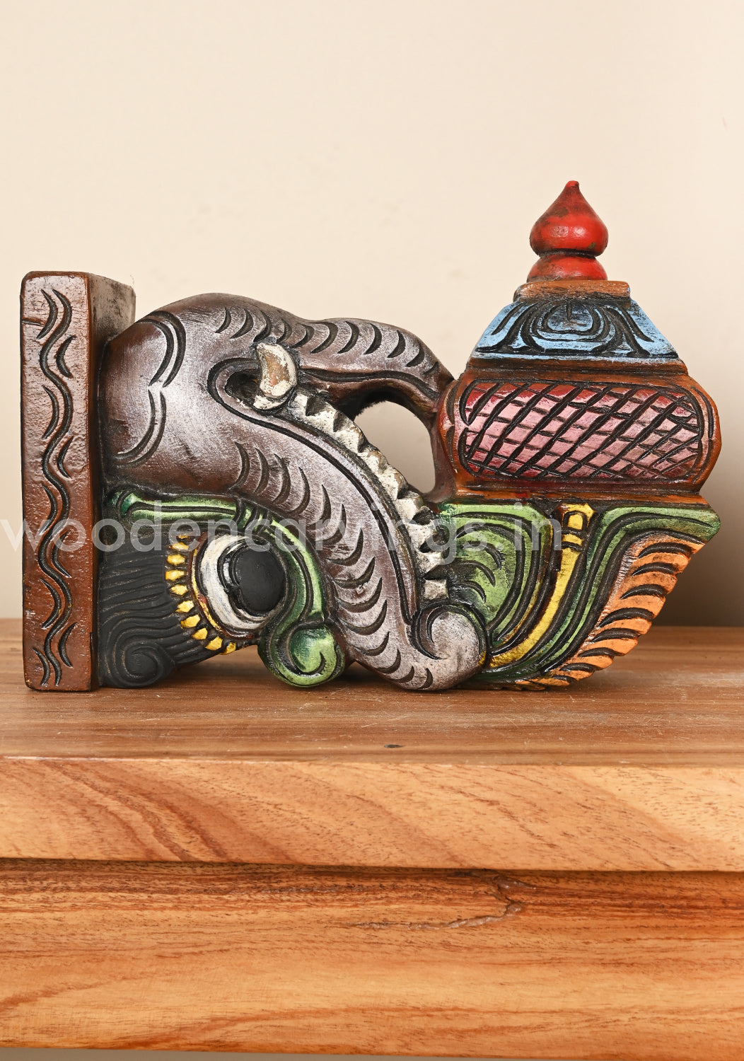 Door Decor Ancient Animal Yaazhi Bodhil Wooden Brackets 10"