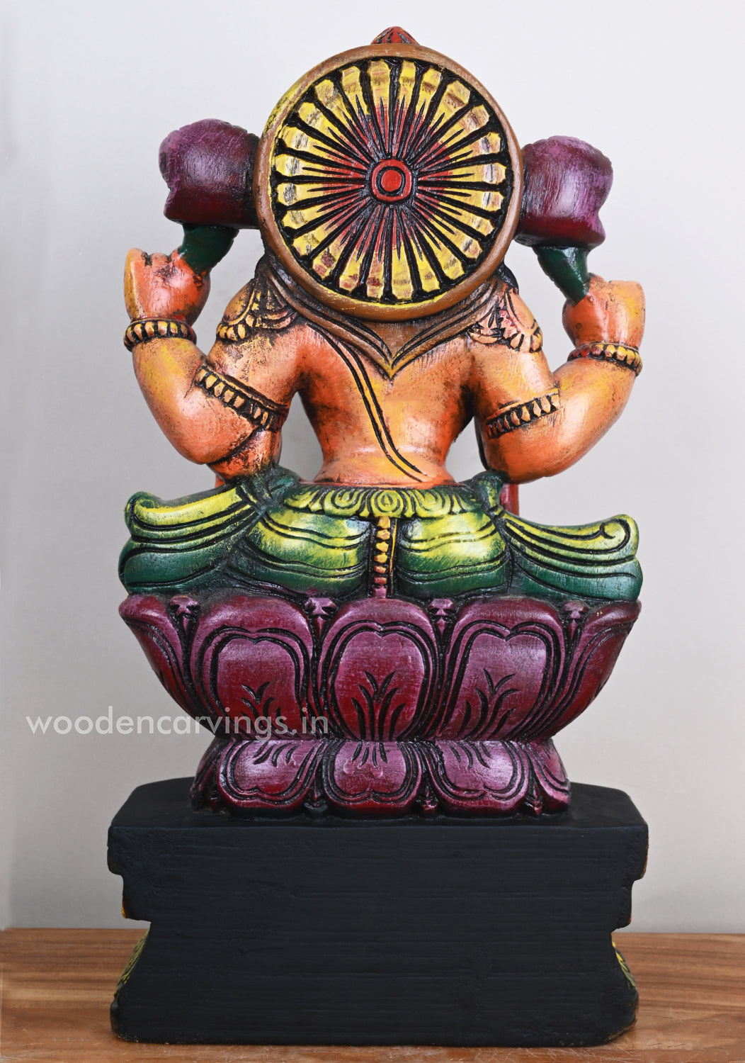 MahaLakshmi Blessing Her Devotees Wooden Sculpture 18"