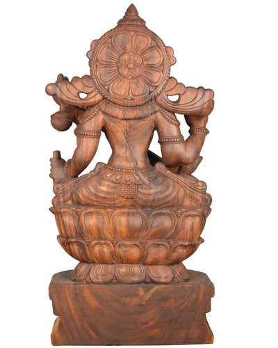 Goddess saraswathi maa wooden statue 37"