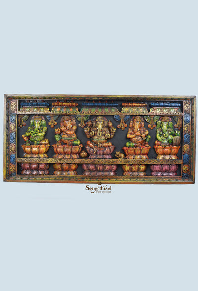 Lord Ganesh holding tabla,flute&shennai wall panel 47"