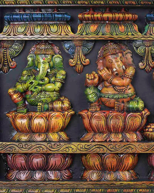 Lord Ganesh holding tabla,flute&shennai wall panel 47"
