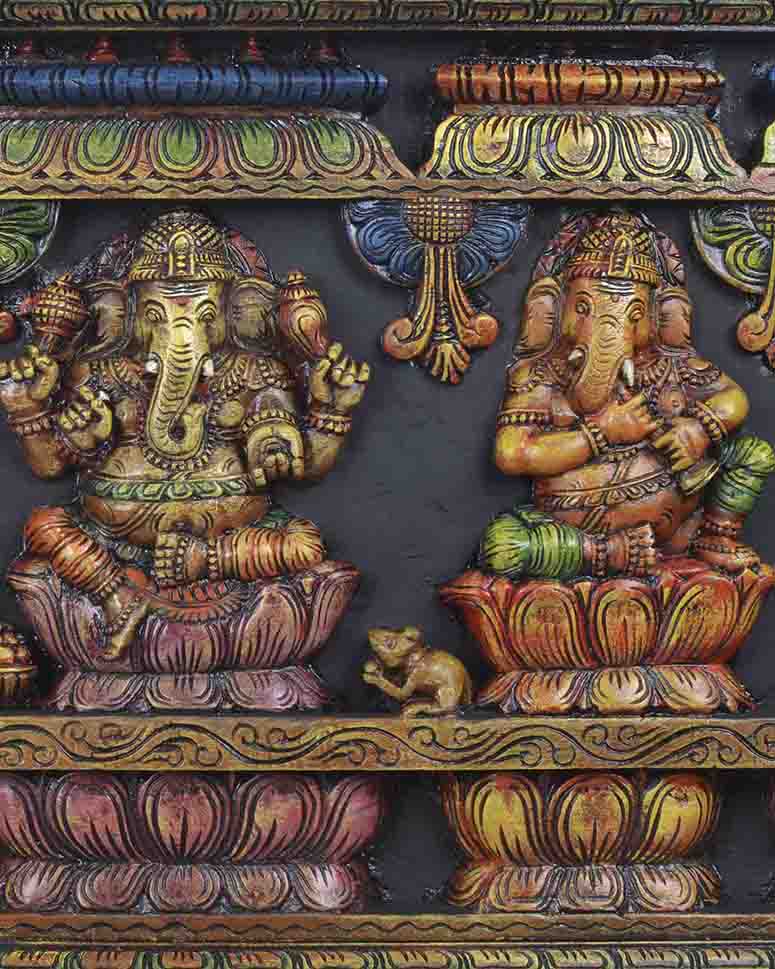 Lord Ganesh holding tabla,flute&shennai wall panel 47"