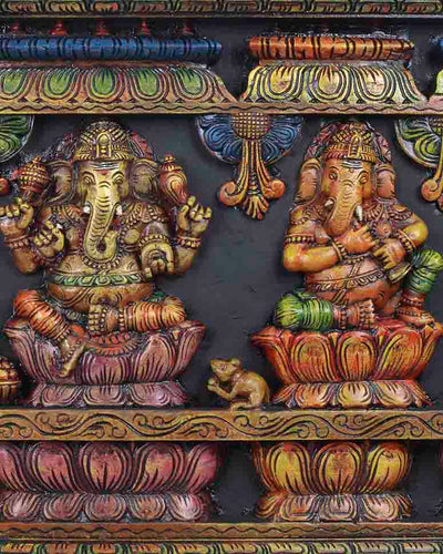 Lord Ganesh holding tabla,flute&shennai wall panel 47"