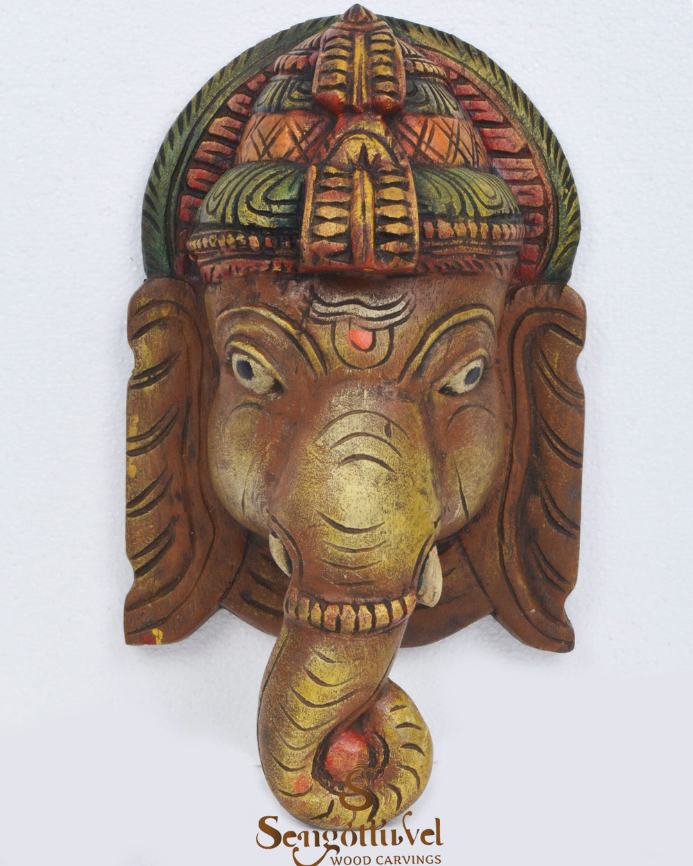 wooden lord ganesha face mask