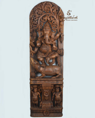 Lord Ganesh standing on his mount rat wall mount 60"