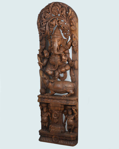 Lord Ganesh standing on his mount rat wall mount 60"