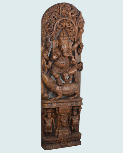 Lord Ganesh standing on his mount rat wall mount 60"