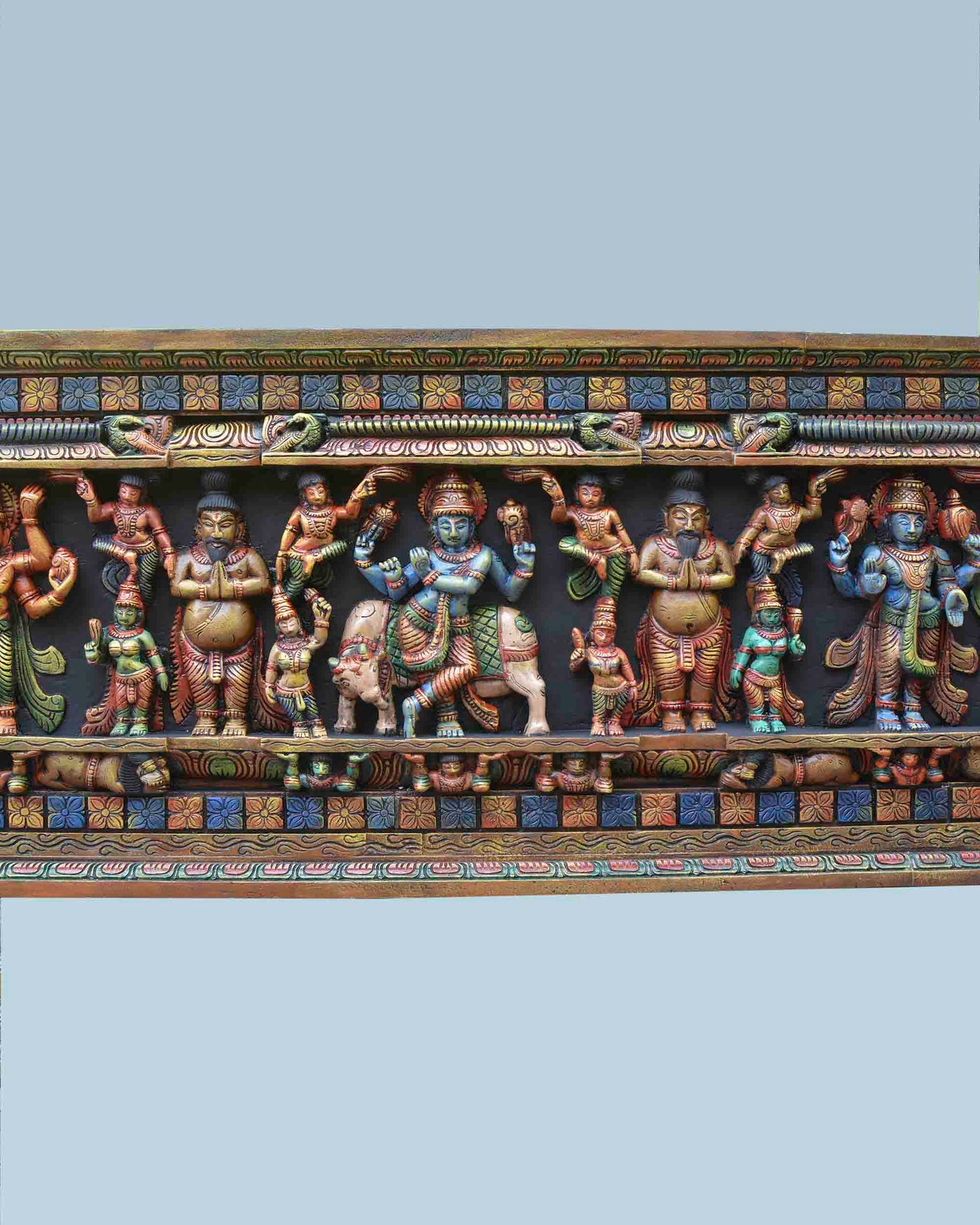 Lord Krishna with Mahavishnu multicolour wall panel 76"