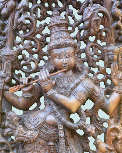 Ornamental Krishna Jali work wall mount 72"