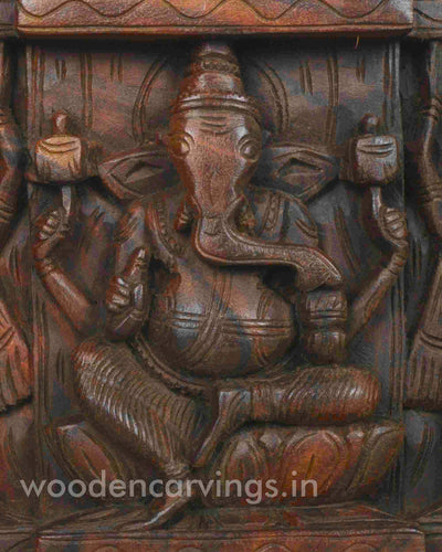 Lord Ganesh with sevagars square shape wall panel 18"