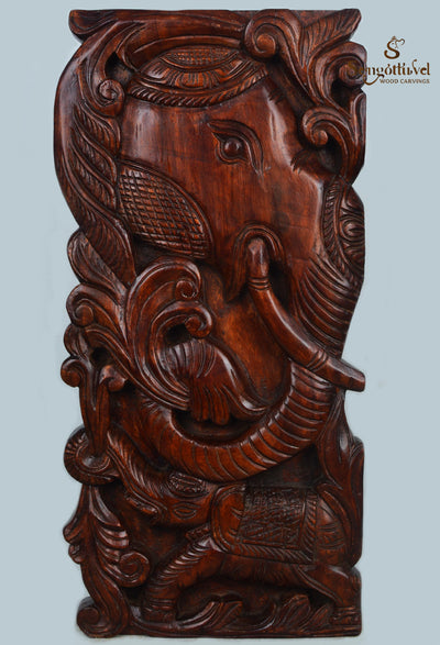 Elephant head wall decor wooden wall mount 24"