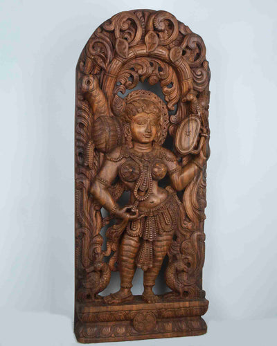 The queen of beauty apsara wooden statue 36"
