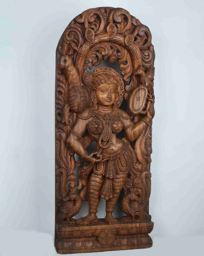 The queen of beauty apsara wooden statue 36"