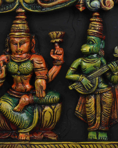 Goddess Lakshmi with Naratha&Hanuman wall panel 36"