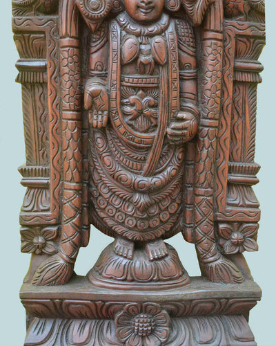 Lord Venkateshwara wooden statue 24"