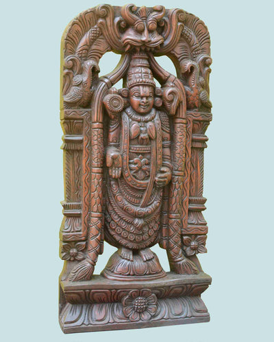 Lord Venkateshwara wooden statue 24"