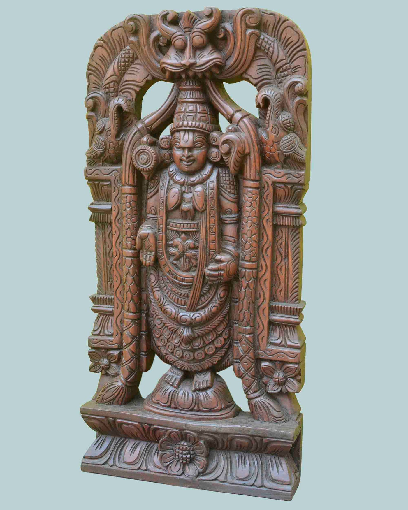 Lord Venkateshwara wooden statue 24"