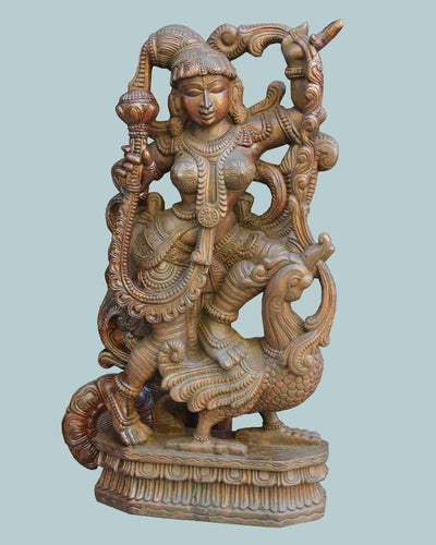 Apsara seated on Hamsa wax brown statue 37"