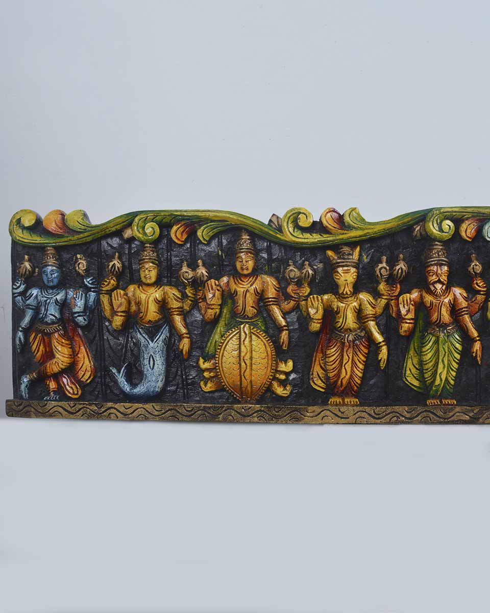 Lord vishnu with His Avatars coloured panel 48"