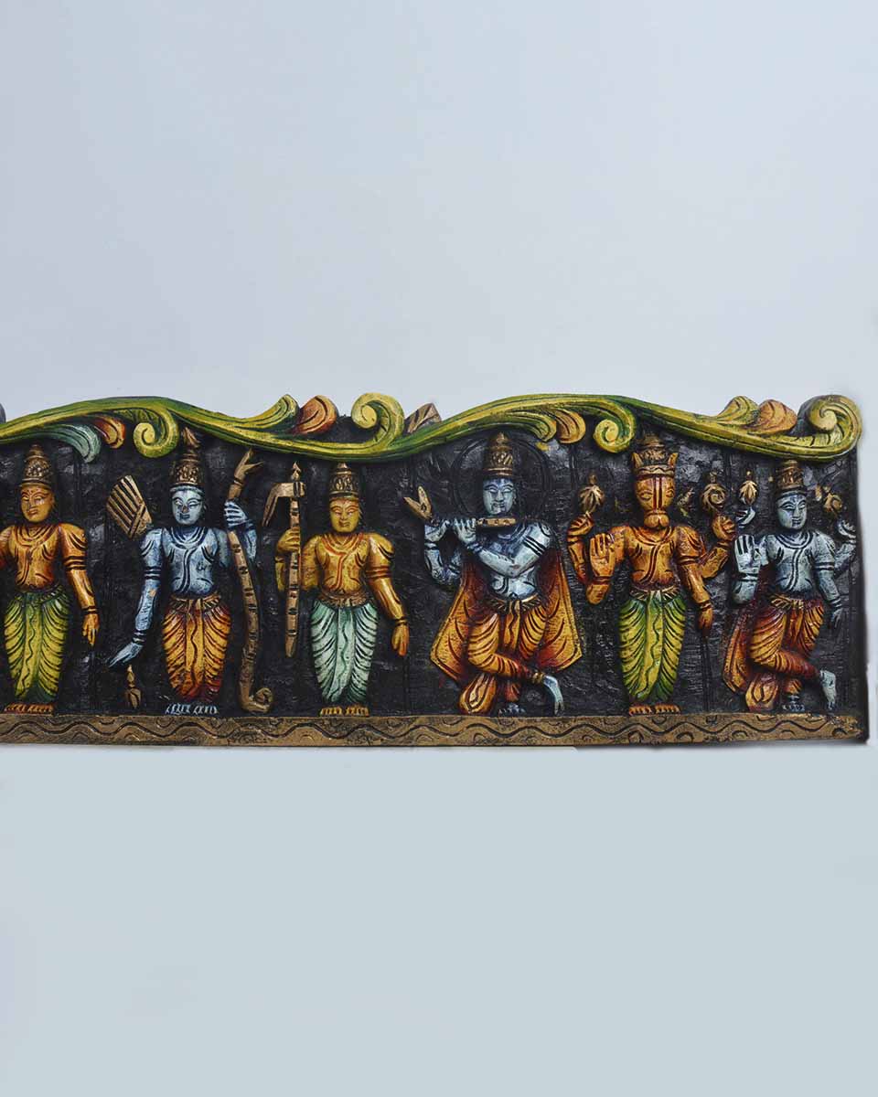 Lord vishnu with His Avatars coloured panel 48"